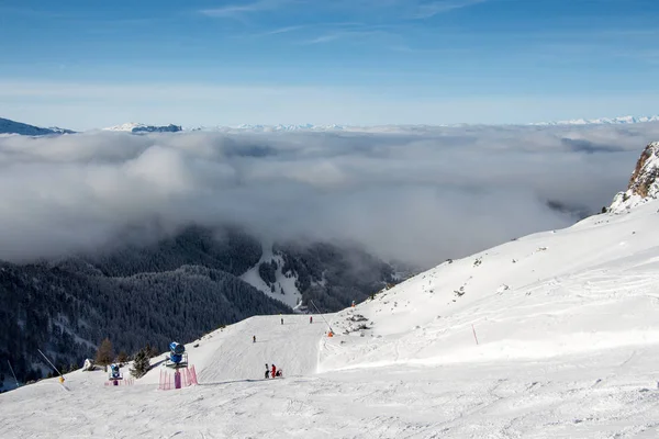 Winterliche Berglandschaft Aus Dolomiten Superskipisten Tolles Skikarussell Italien — Stockfoto