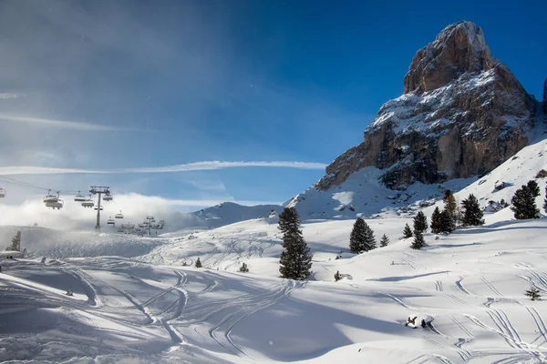 Winter Berglandschap Van Dolomieten Superski Hellingen Geweldige Ski Carrousel Italië — Stockfoto