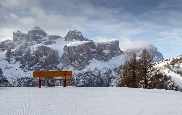 Rustplaats Top Van Skipistes Rustig Rustig Winterlandschap Dolomieten Geweldige Skitocht — Stockfoto