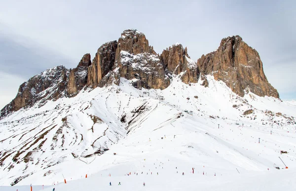 Winterliche Berglandschaft Aus Dolomiten Superskipisten Tolles Skikarussell Italien Stockfoto