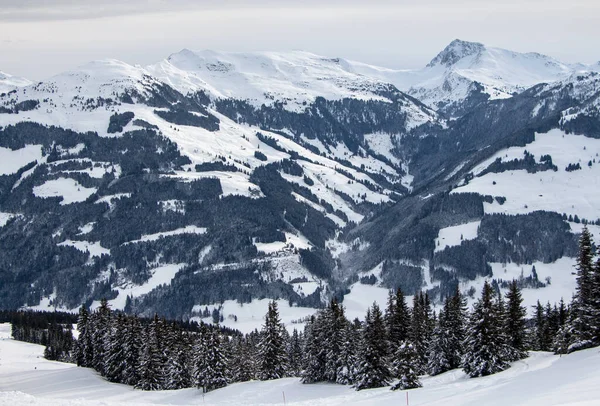 Wunderschöne Winterberglandschaft Mit Verschneiten Gipfeln Der Zillertal Arena Österreich — Stockfoto