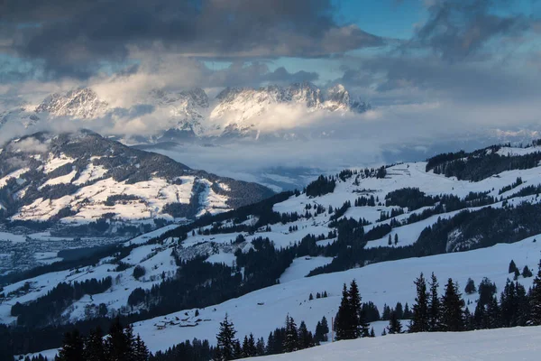 Vista Desde Las Pistas Esquí Kirchberg Kitzbuhel Tirol Austria Montaña — Foto de Stock
