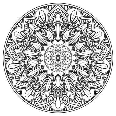 Mandala çiçekli vintage vektörü, boyama kitabı sayfası, çıkartma, kağıt süsü, tuval, arkaplan, davetiye kartı, dövme vs. için kullanılabilir.