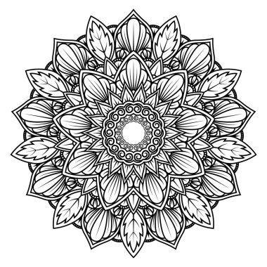 Mandala çiçekli vintage vektörü, boyama kitabı sayfası, çıkartma, kağıt süsü, tuval, arkaplan, davetiye kartı, dövme vs. için kullanılabilir.