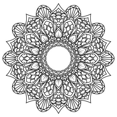 Mandala çiçekli vintage vektörü, boyama kitabı sayfası, çıkartma, kağıt süsü, tuval, arkaplan, davetiye kartı, dövme vs. için kullanılabilir.