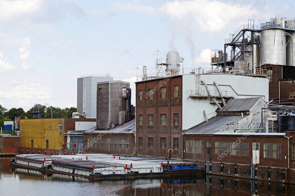 Industrial buildings at a canal