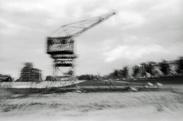 Verschwommene Fotografie einer Industrielandschaft — Stockfoto