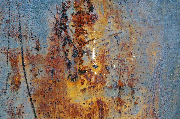 Vista de cerca de una placa metálica oxidada — Foto de Stock