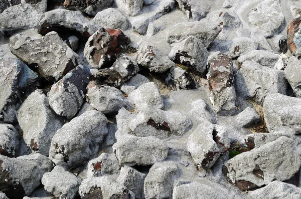 Piedras adoquinadas, parcialmente fijadas con hormigón — Foto de Stock