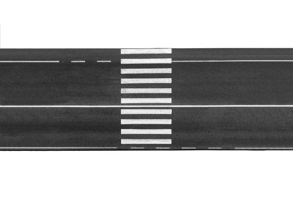 Beyaz arka plan üzerinde üstten görünüm izole yolda yaya geçidi.