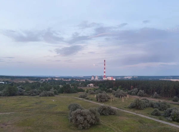 Centrala Termică Apus Soare — Fotografie, imagine de stoc