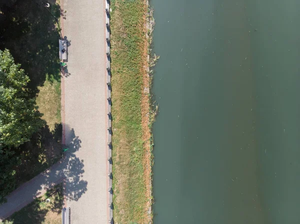 Embankment of the river - view from the drone