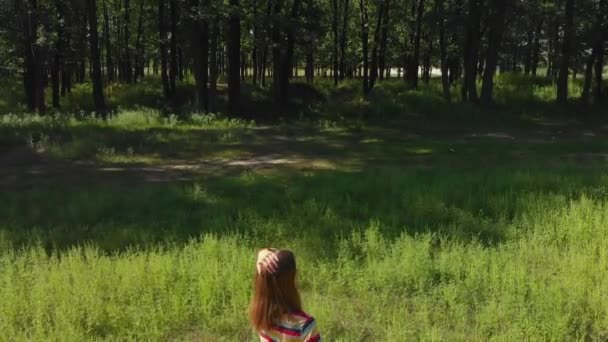 Hora Verão Menina Relaxando Parque — Vídeo de Stock