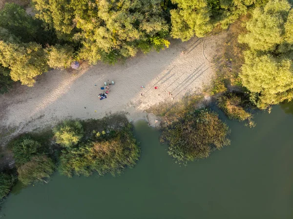 Spiaggia Fluviale Vista Dall Alto Natura — Foto Stock