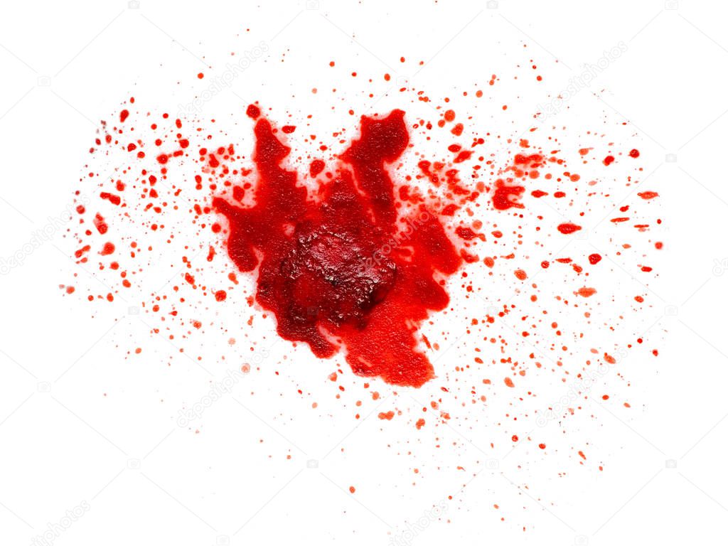 Texture of a bloody wound isolated on white