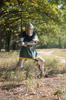 Zırh ormanda Ortaçağ Knight