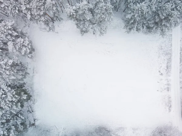 Nieve Cubierto Glade Invierno Vista Desde Arriba — Foto de Stock