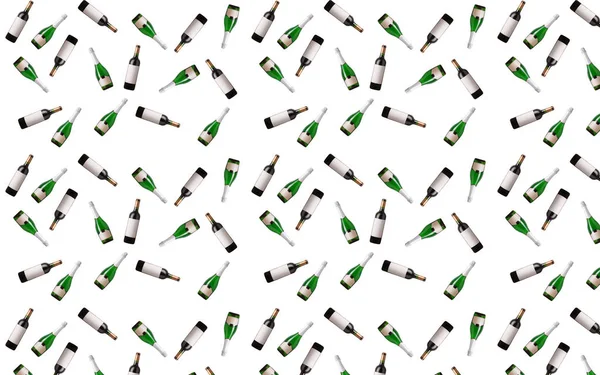 白い背景に分離されたワインとシャンパンのパターン — ストック写真