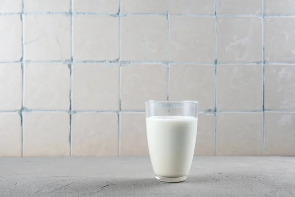 Glass Milk Table Close — Stock Photo, Image