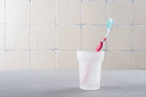 Red Toothbrush Bathroom Shelf — Stock Photo, Image