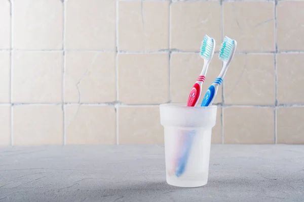Two Toothbrushes Shelf Bathroom — Stock Photo, Image