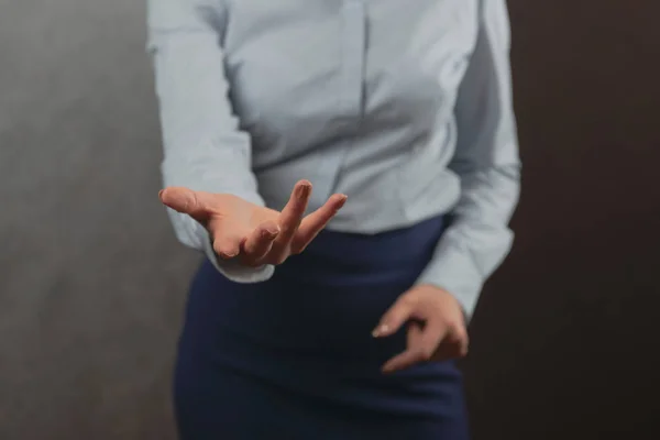 Female Hand -  gesture (gray background)