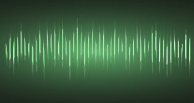 Koyu yeşil tonlarda bir ses dalgasının dijital büyüsü 