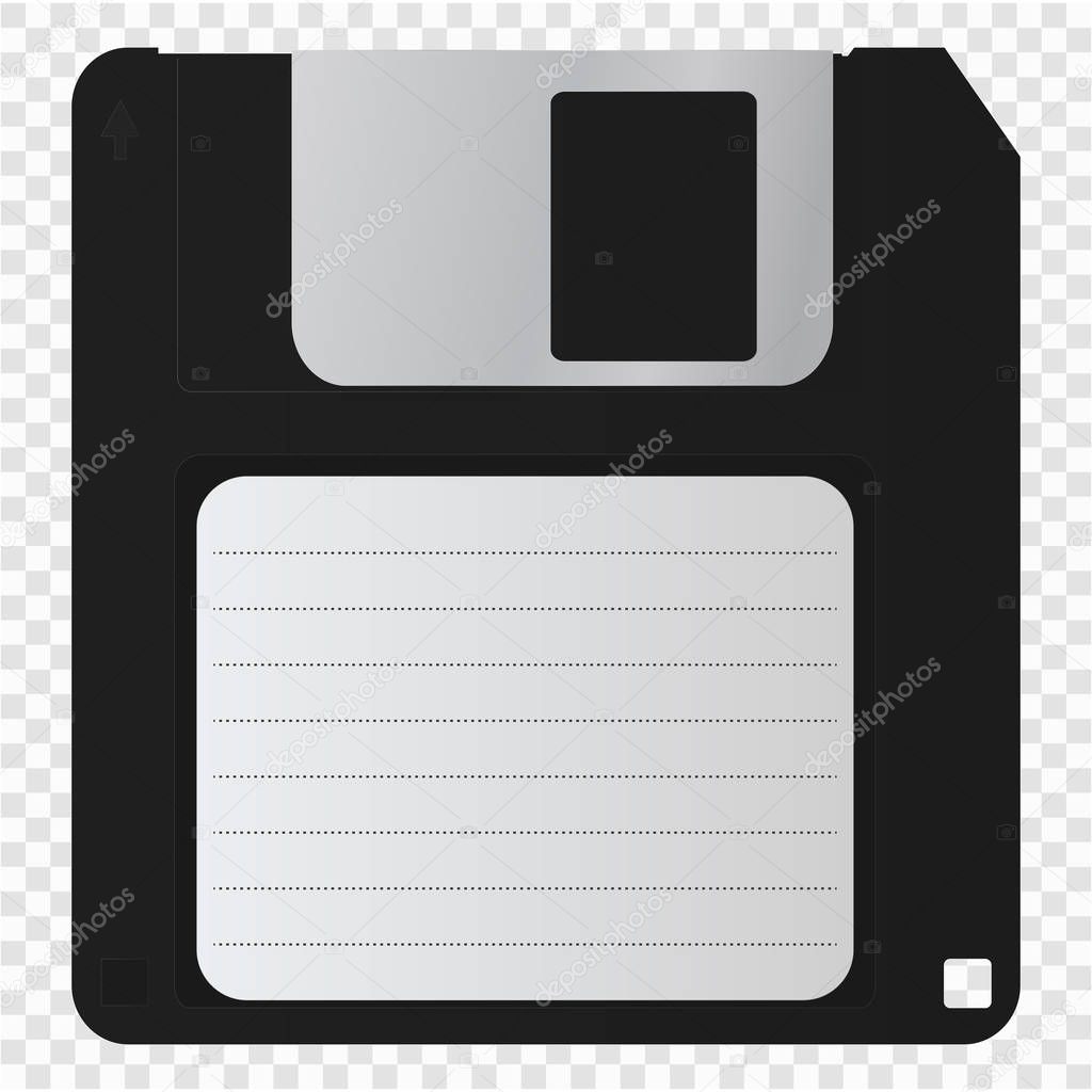 Graphic image of a blank floppy disk on transparent background
