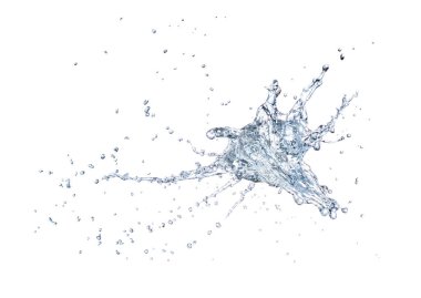 Beyaz arkaplanda su sıçraması izole edildi.