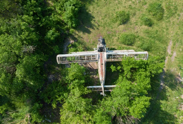 Avion Vechi Abandonat Vedere Sus — Fotografie, imagine de stoc