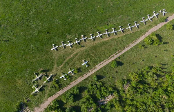 Parcarea Avioanelor Airfield Vedere Sus — Fotografie, imagine de stoc