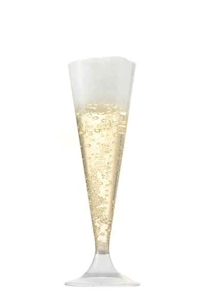 Glas Champagne Isolerad Vitt — Stockfoto