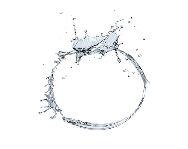 Water Splash Ring Geïsoleerd Wit — Stockfoto