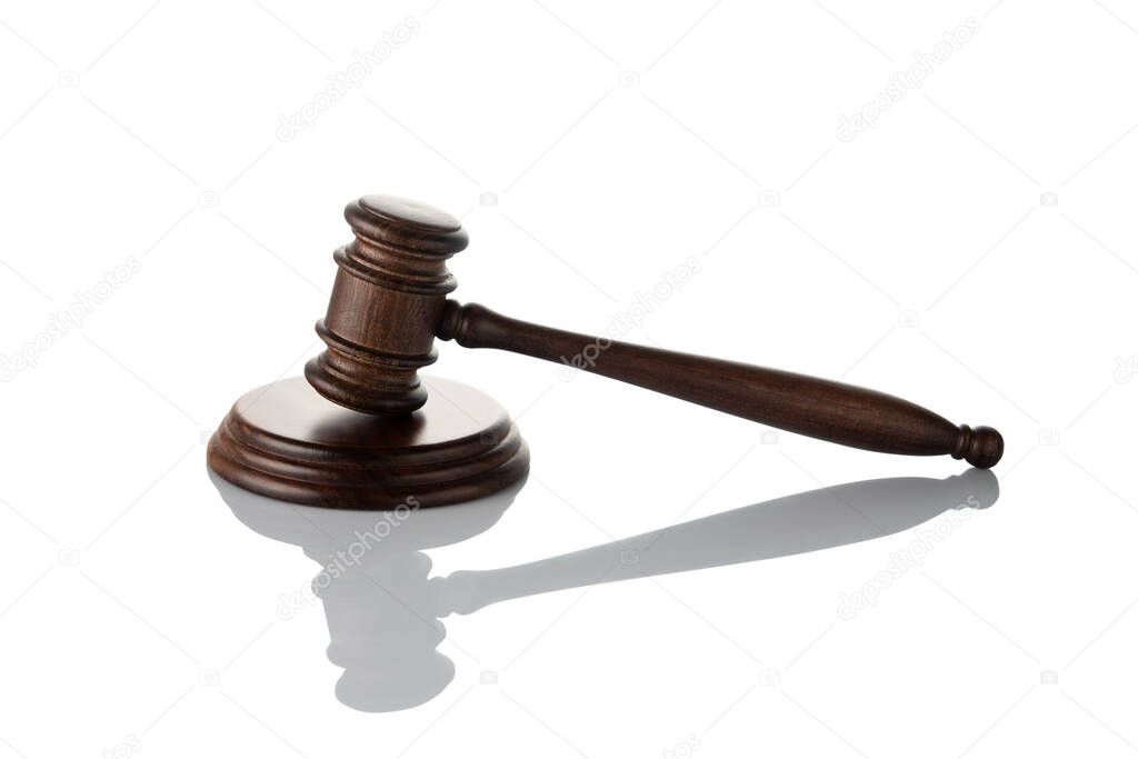 Judge gavel on white background