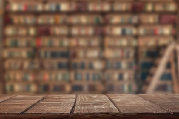 Empty Bookshelf Table Library — Stock Photo, Image
