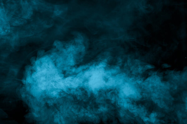 Cyan smoke on black background