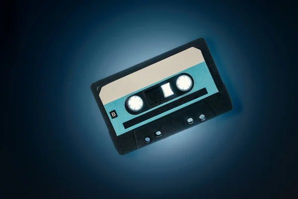 Audio Cassette Blauwe Achtergrond — Stockfoto