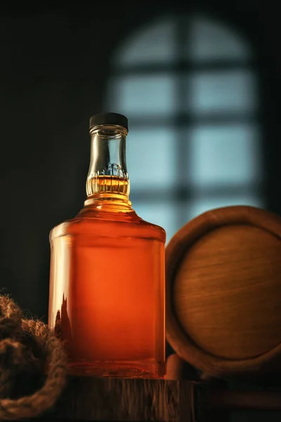 Whiskey Bottle Keg Cellar — Stock Photo, Image