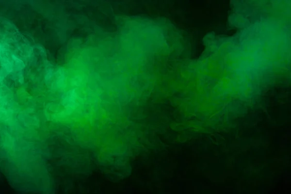 Green Smoke Texture Black Background — Stock Photo, Image