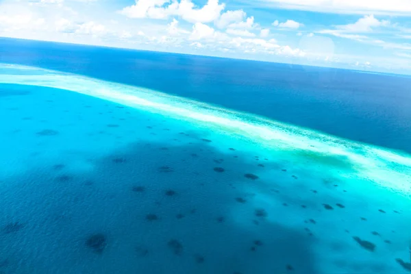 Amazing Aerial Landscape Maldives Islands Perfect Blue Sea Coral Reef — Stock Photo, Image
