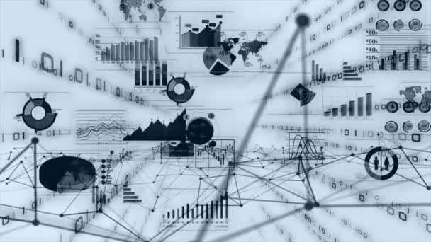 販売データと経済成長率グラフの分析 ビジネス戦略 抽象的なアイコン デジタルマーケティング 3Dイラスト — ストック動画