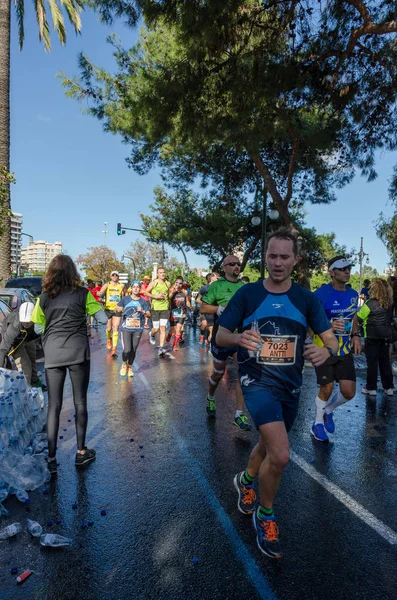 Suministro Agua Durante Maratón Valencia España Noviembre 2014 —  Fotos de Stock