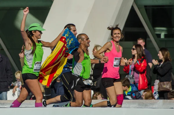 Participantes Maratón Valencia Entrando Gol Noviembre 2014 España —  Fotos de Stock