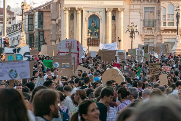 Manifestacja w Murcji przez pogodę, 27 września 2019. — Zdjęcie stockowe