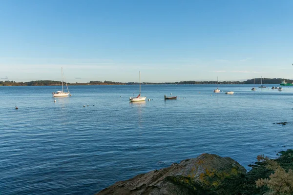 Barcos Isla Bender Golfo Morbihan Francia — Foto de Stock