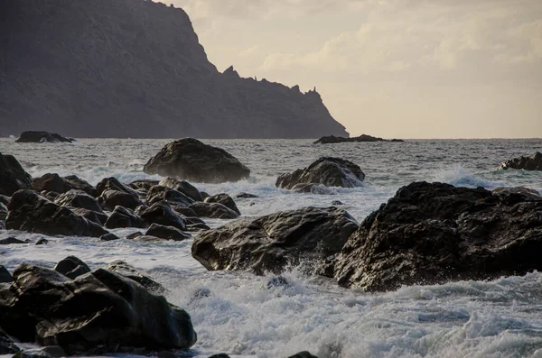 Widok Plażę Benijo Parku Wiejskim Anaga Santa Cruz Tenerife Wyspy — Zdjęcie stockowe