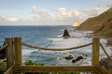 Benijo sahilinin manzarası, Anaga Kırsal Parkı, Santa Cruz de Tenerife. Kanarya Adaları. İspanya.