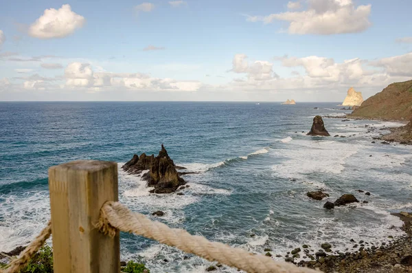 View Benijo Beach Anaga Rural Park Santa Cruz Tenerife Канарские — стоковое фото