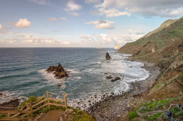 Benijo Sahilinin Manzarası Anaga Kırsal Parkı Santa Cruz Tenerife Kanarya — Stok fotoğraf