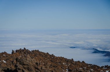 El Teide Ulusal Parkı, Tenerife 'de bulutlar denizi. Kanarya Adaları. İspanya.